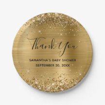 Glittrande guld folie baby shower tackkort