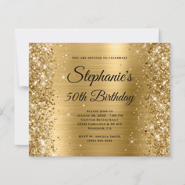 Glittrande guld folie fancy monogram 50-årsfirande (Framsida)
