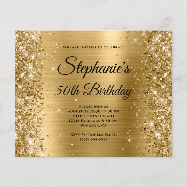 Glittrande guld folie fancy monogram 50-årsfirande flygblad (Framsidan)