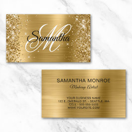 Glittrande guld folie fancy monogram make up visitkort