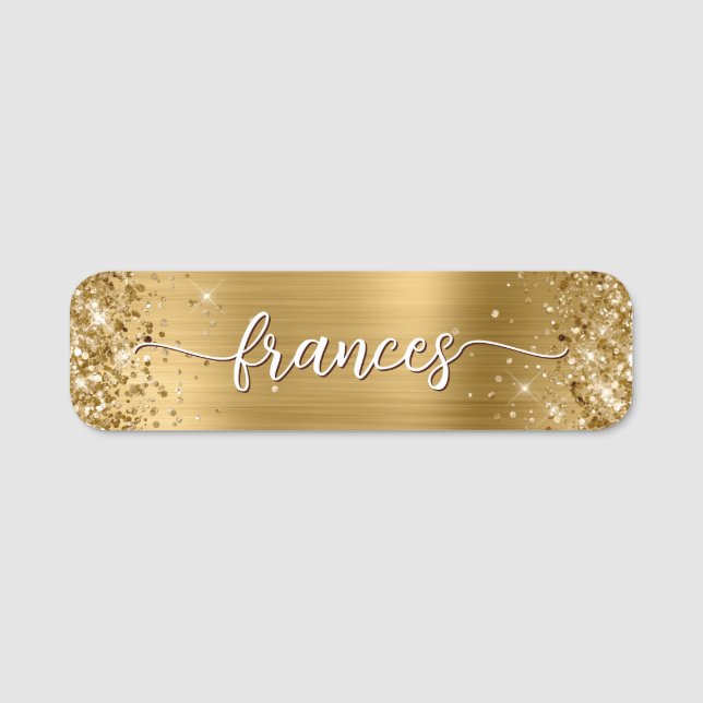 Glittrande guld folie handskriven stil namnbricka (Framsida)
