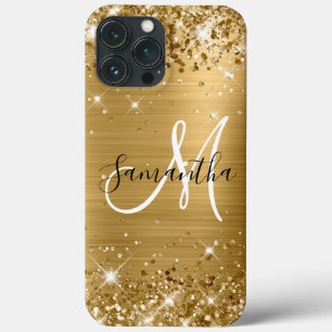 Glittrande guld folie svart och vit monogram