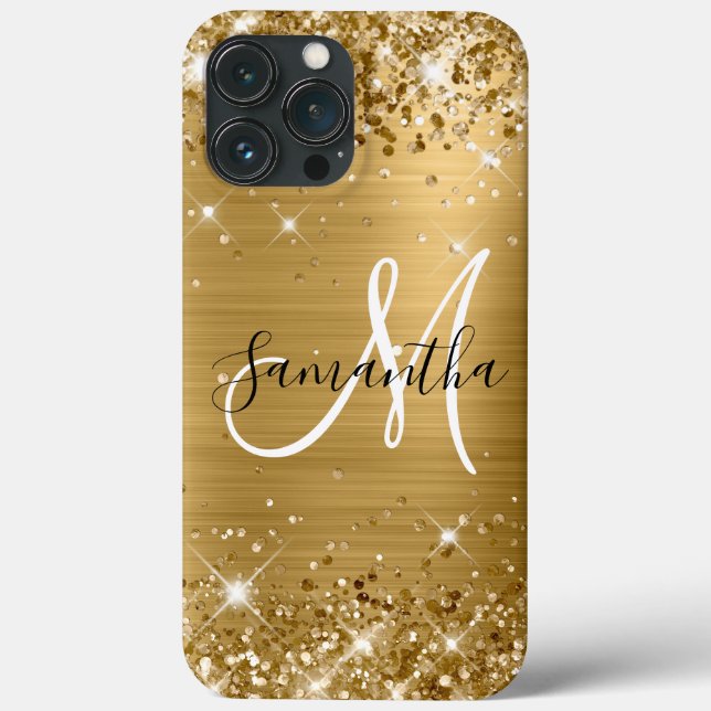 Glittrande guld folie svart och vit monogram (Baksida)