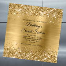 Glittrande guld folie Sweet Sixteen