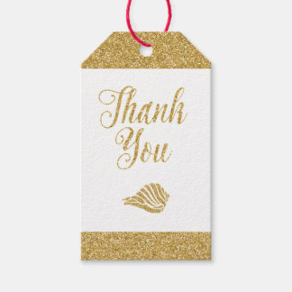 Glittrande Guld Gift-Märkre - Tack, Sea Snäcka Presentetikett