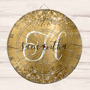 Glittrande Guld Glam Monogram Darttavla
