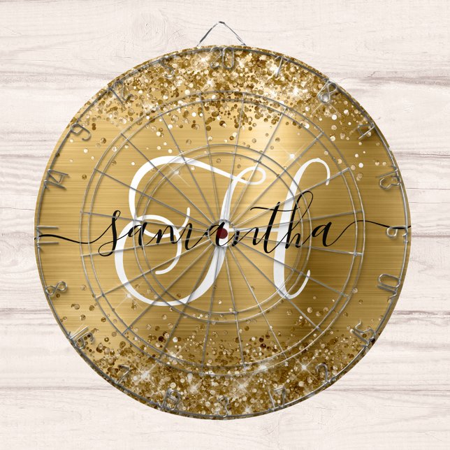 Glittrande Guld Glam Monogram Darttavla (Skapare uppladdad)