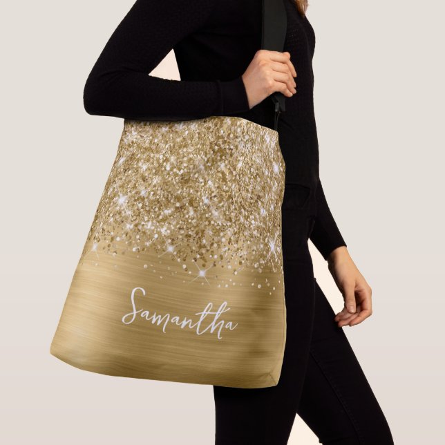 Glittrande Guld Glam Namn Axelväska (Närbild)