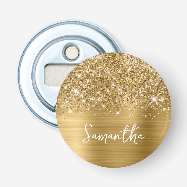 Glittrande Guld Glam Namn Flasköppnare (Framsidan)