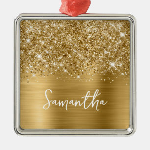 Glittrande Guld Glam Namn Julgransprydnad Metall