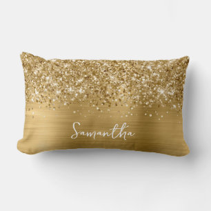 Glittrande Guld Glam Skriptnamn Lumbarkudde