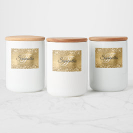Glittrande Guld Glamour Elegant Monogram Mat Etiketter