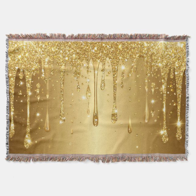 Glittrande guld glitter dropp bakgrund filt (Framsidan)