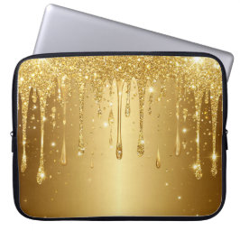 Glittrande Guld Glitter Dropp Bakgrund Laptop Fodral