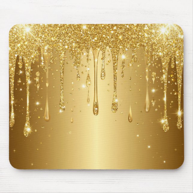 Glittrande guld glitter dropp bakgrund musmatta (Framsidan)