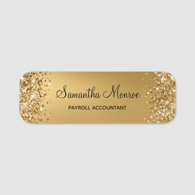 Glittrande guld ombre-sudd namnbricka (Framsida)