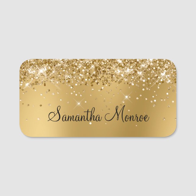 Glittrande guld oskärpa namnbricka (Framsida)