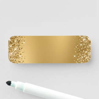 Glittrande guld suddig blank namnbricka