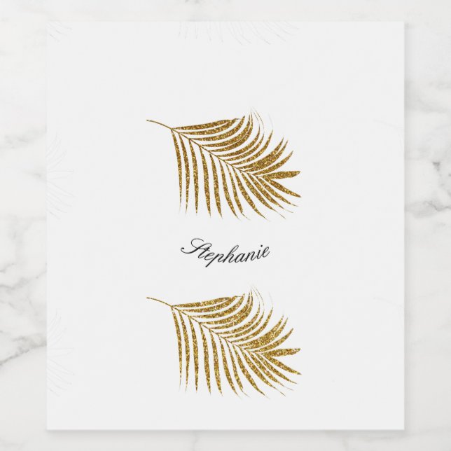 Glittrande Guldblad Anpassat Namn Födelsedag Högti Vinflaska Etikett (Singel etikett)