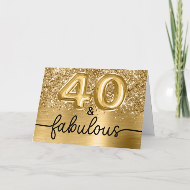 Glittrande guldglam 40 och fantastisk kort (Framsida)