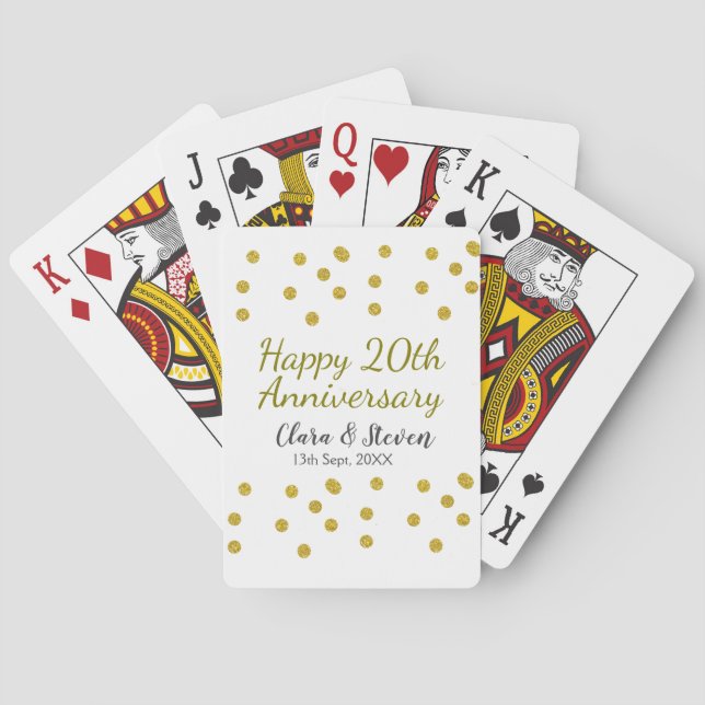 Glittrande gyllene prickar glad 20-årsjubileum för casinokort (Baksidan)