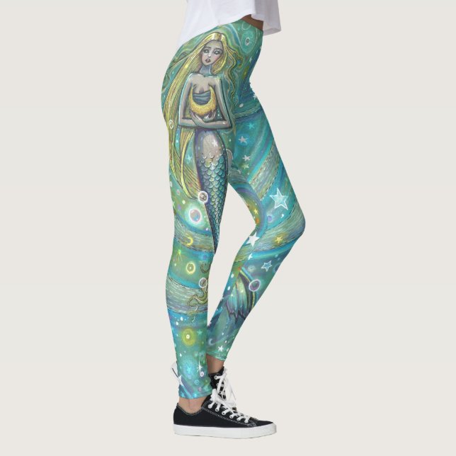 Glittrande Havfrus Fantasy Art Leggings (Höger)