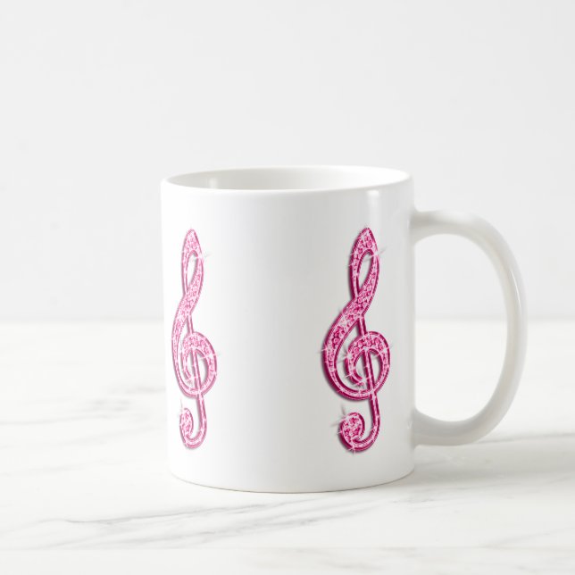 Glittrande het rosa musiknot kaffemugg (Höger)
