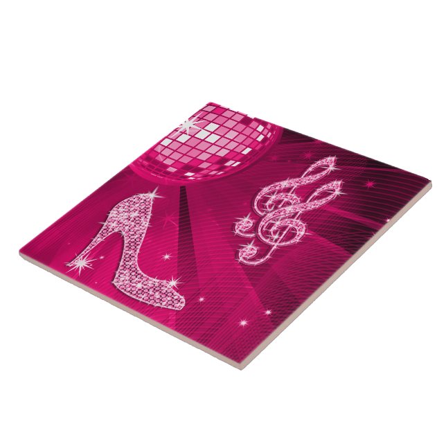 Glittrande het rosa musiknot & stiletthäl kakelplatta (Sidan)