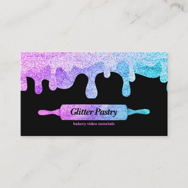 Glittrande hologram Bakverk Bakery köksredskap Visitkort (Framsida)