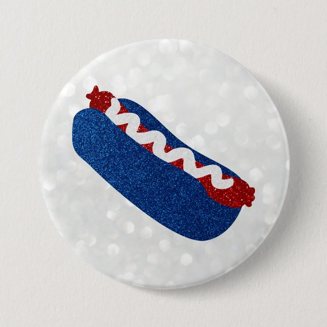 Glittrande Hot Dog 4 juli Knapp (Framsida)
