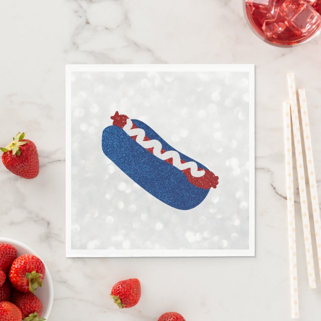 Glittrande Hot Dog 4 juli Pappersservett (Insitu)