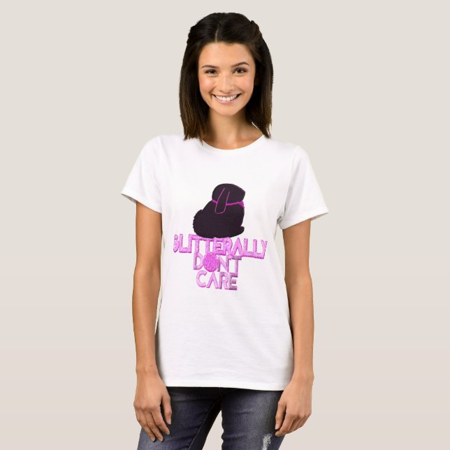 Glittrande kanin bryr sig inte t shirt (Hel framsida)