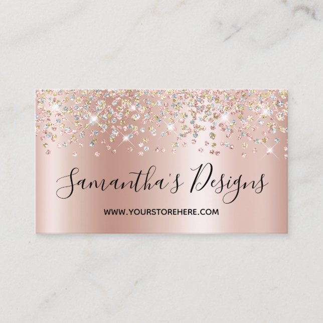 Glittrande Konfetti Glitter Rosa Guld Gradient Visitkort (Framsida)