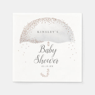 Glittrande konfetti grå paraply baby shower pappersservett