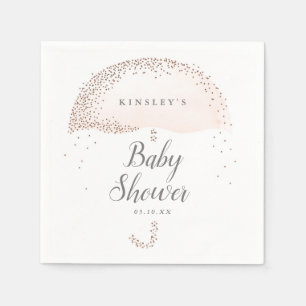 Glittrande konfetti rosé paraply baby shower pappersservett