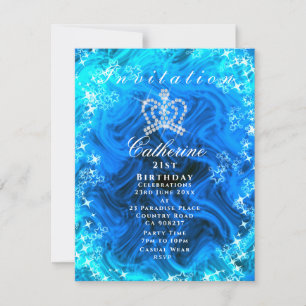 Glittrande Kron Gradient Aqua Inbjudan
