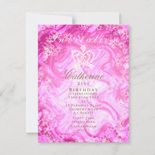 Glittrande Kron Gradient Rosa Inbjudan