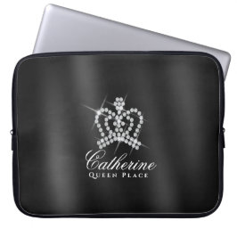 Glittrande Krona Black Grått Laptop Fodral