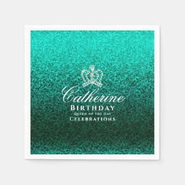 Glittrande Krona Grönt Pappersservett