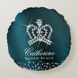 Glittrande Krona Grönt Rund Kudde