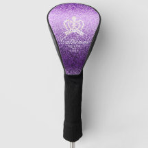 Glittrande Krona Lila Golf Head Cover