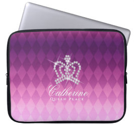 Glittrande Krona Magenta Laptop Fodral
