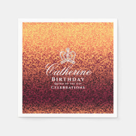 Glittrande Krona Red Guld Pappersservett