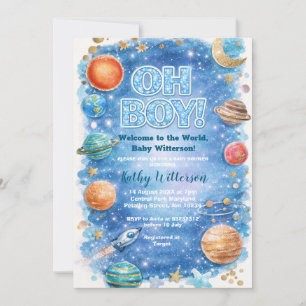 Glittrande månstjärnor galax baby shower inbjudningar