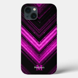 Glittrande metallisk varmröd magenta-chevron Monog