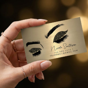 Glittrande Ögon Borstat Metall Sminkartist Guld Visitkort