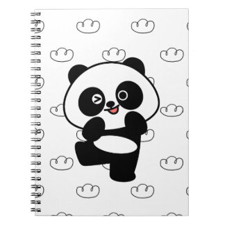 Glittrande Panda Molnmönster Kawaii Konst Anteckningsbok