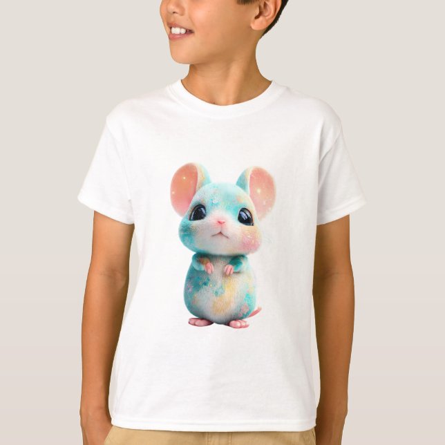 Glittrande Pastell Galax Hamster Mus Barn T Shirt (Framsida)