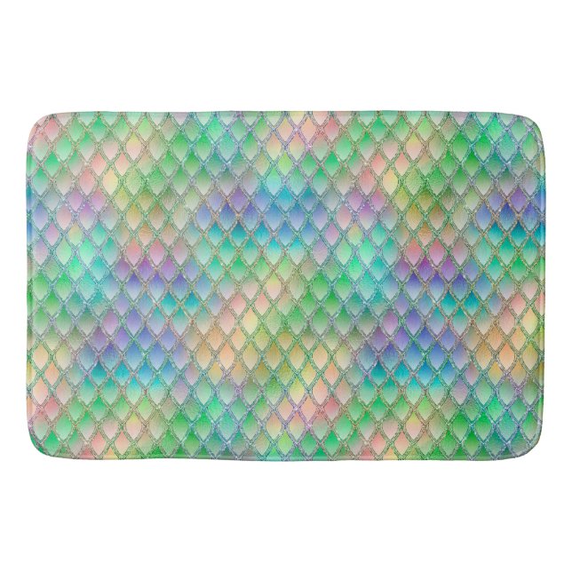 Glittrande Pastellregnbåge & Glitter Drakfjäll Badrumsmatta (Framsidan)