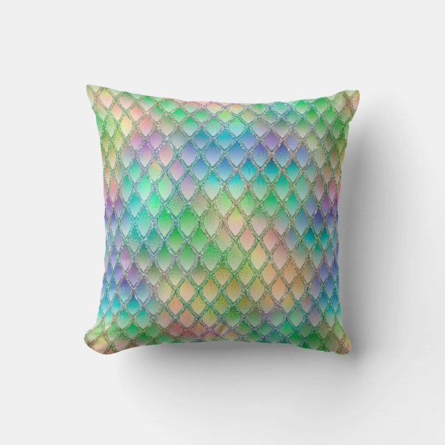 Glittrande Pastellregnbåge & Glitter Drakskal Kudde (Framsida)